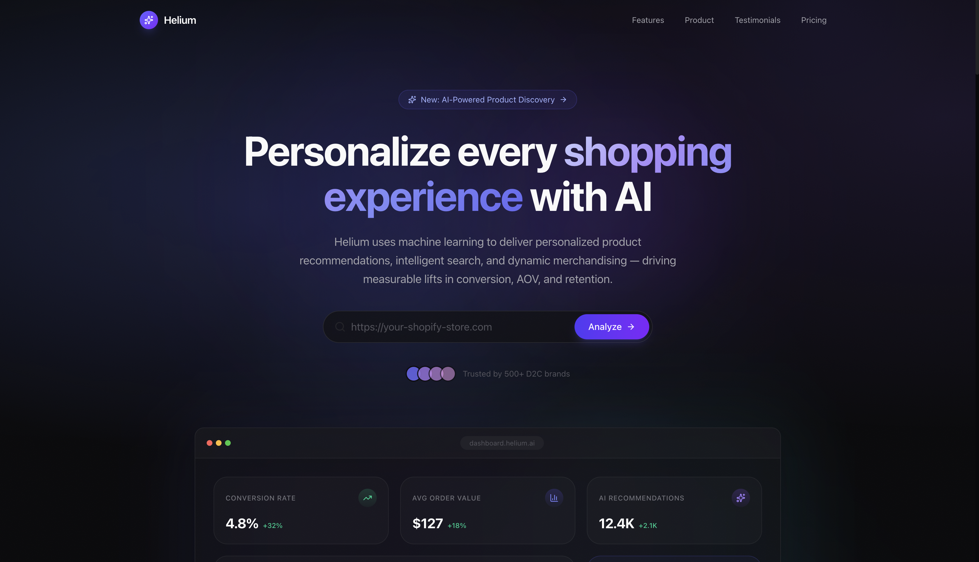 Helium AI Shopify CRO Opportunity Engine