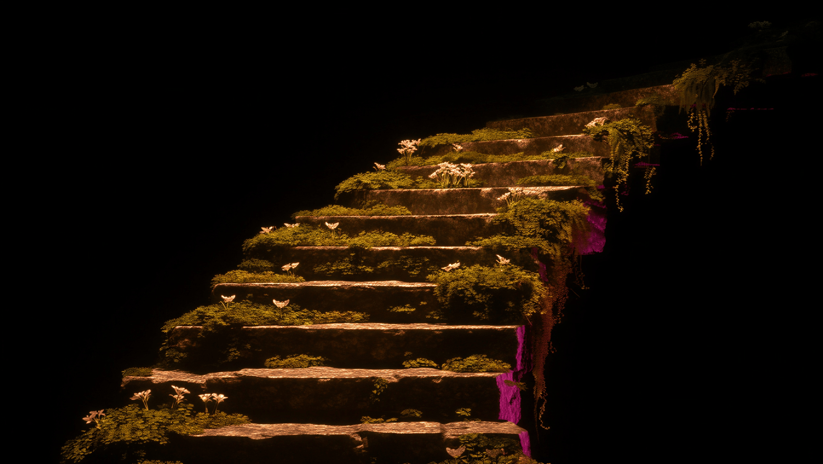 Staircase overgrown with nature