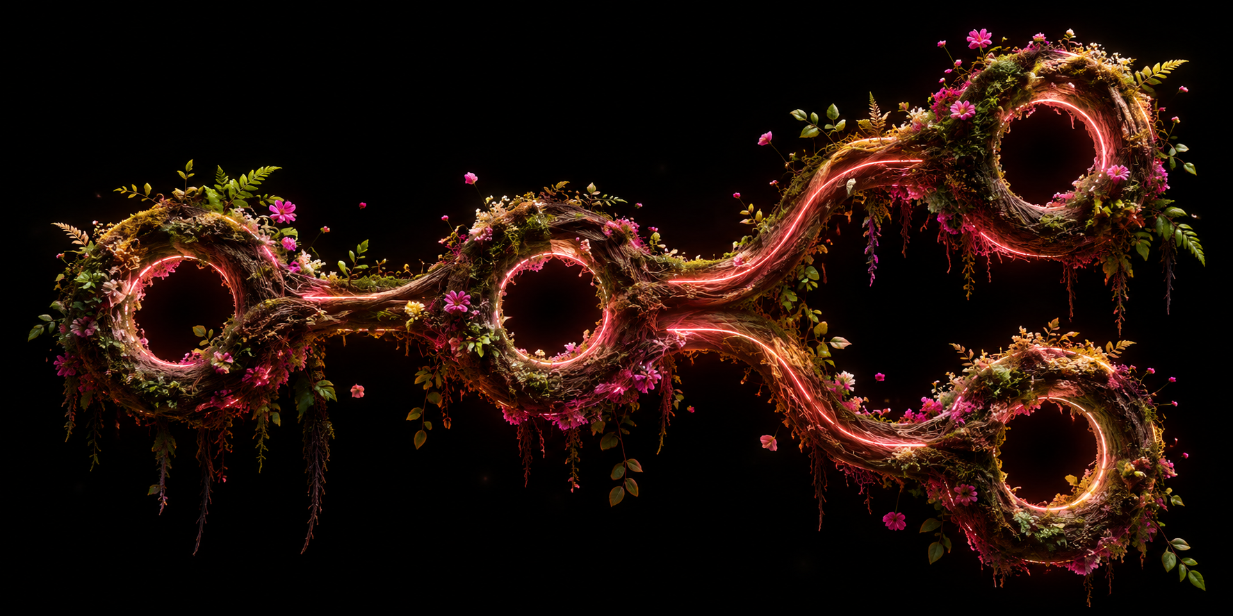 Hands connecting with glowing wires